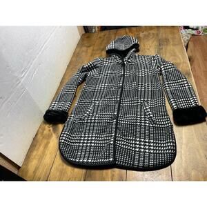 Ike Behar Black White Houndstooth Jacket Womens S Buttery Soft Button Front